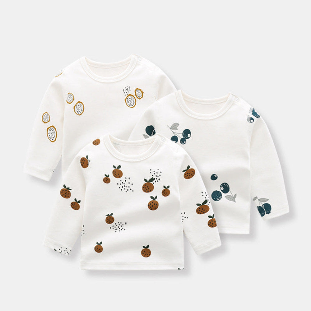 MyKids-USA® Baby Allover Fruit Graphic 100% Pure Organic Cotton Side Snap Button Tops
