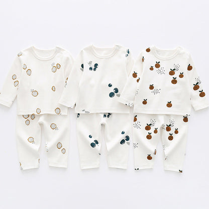MyKids-USA® Baby 1pcs Allover Fruit Graphic Long Sleeve Bottoming Shirt & Trousers Sets