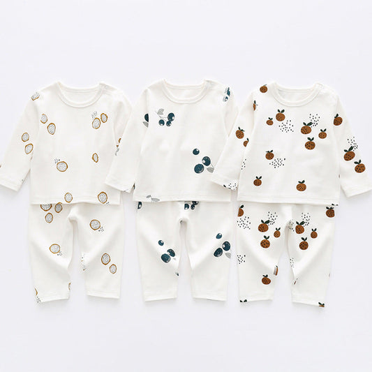 MyKids-USA® Baby 1pcs Allover Fruit Graphic Long Sleeve Bottoming Shirt & Trousers Sets
