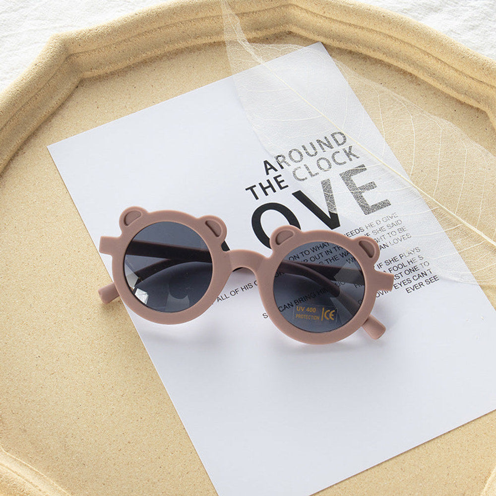 MyKids-USA® Girls Solid Color Cartoon Shape Round Frame Frosted Sunglasses