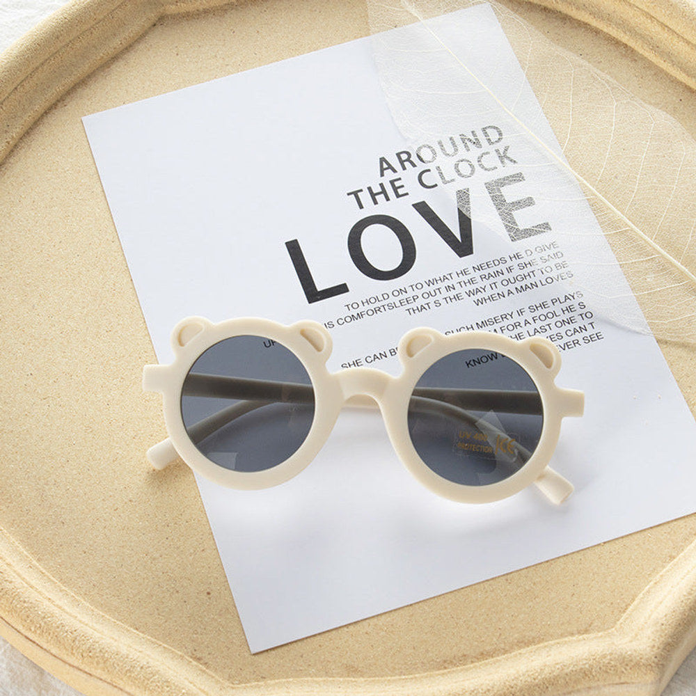 MyKids-USA® Girls Solid Color Cartoon Shape Round Frame Frosted Sunglasses