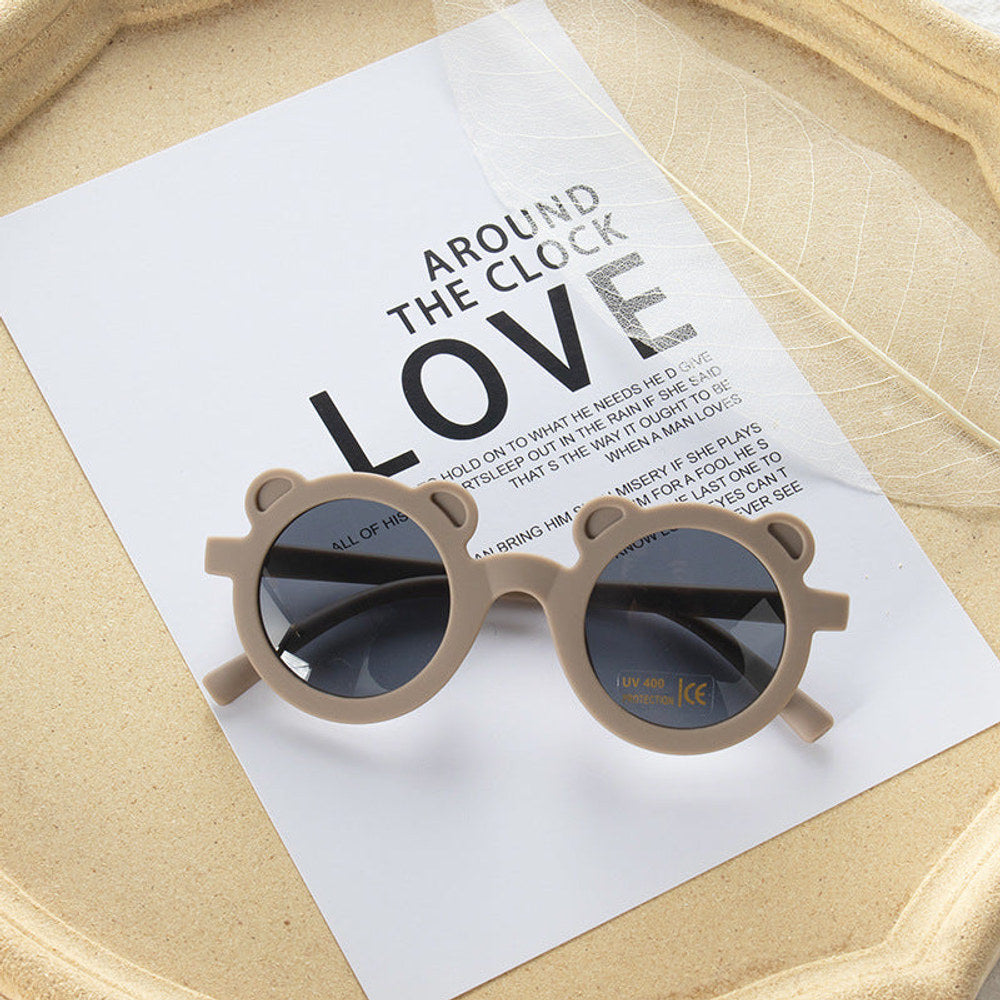 MyKids-USA® Girls Solid Color Cartoon Shape Round Frame Frosted Sunglasses