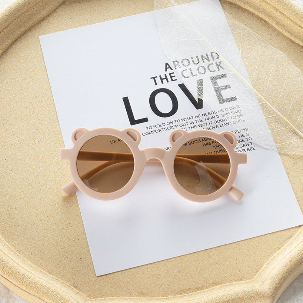 MyKids-USA® Girls Solid Color Cartoon Shape Round Frame Frosted Sunglasses