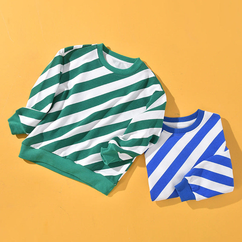 MyKids-USA® Baby Boy And Girl Striped Pattern Long Sleeve O-Collar Hoodies