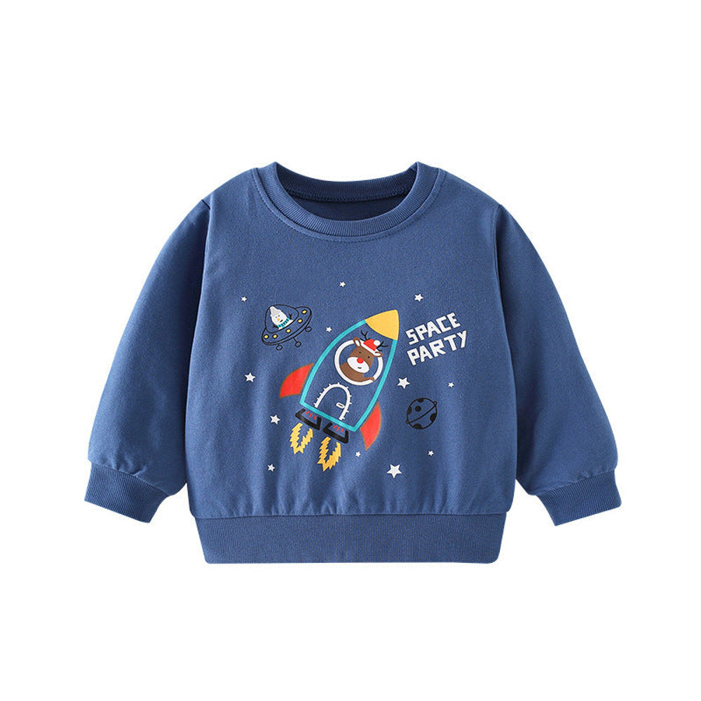 MyKids-USA® Baby Boy Cartoon Planet Pattern Round Collar Cotton Hoodie
