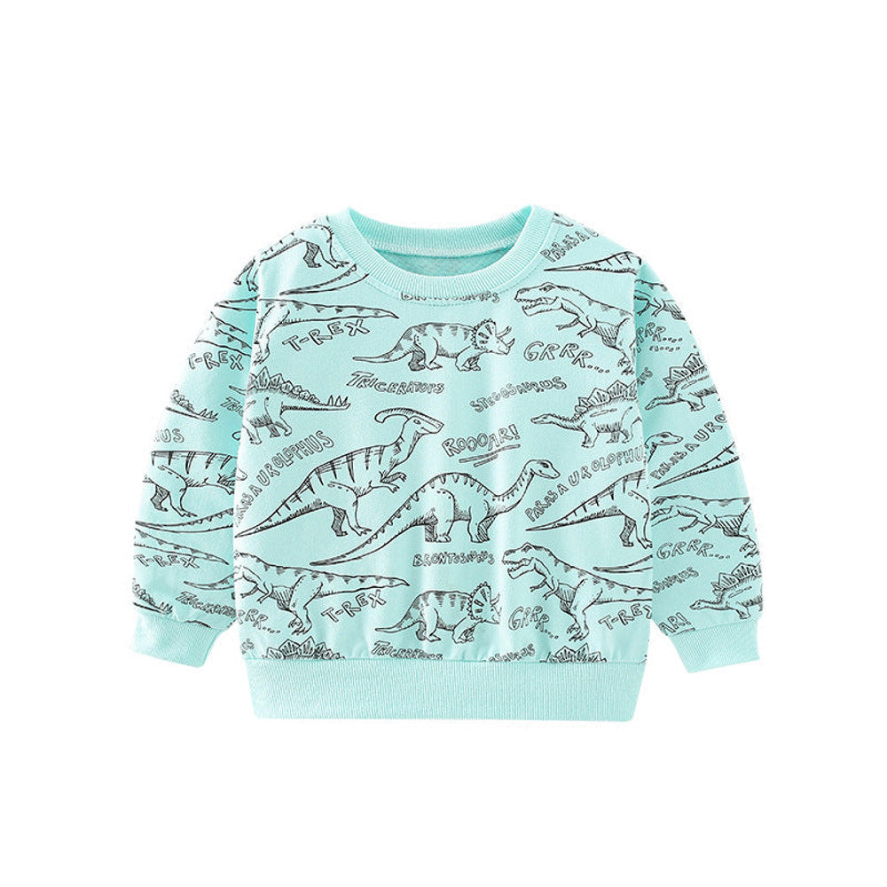 MyKids-USA® Baby Boy All Over Dinosaur Print Pattern Long Sleeve Casual Hoodie