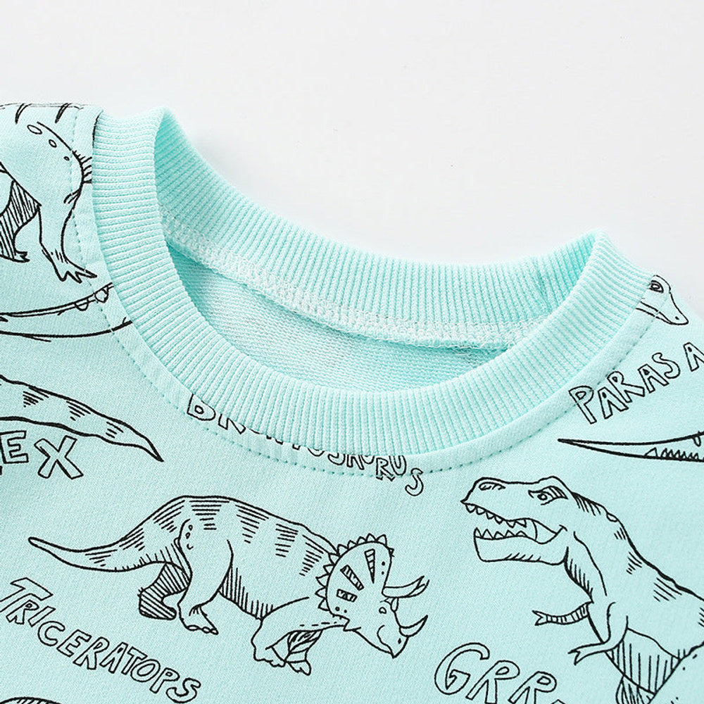 MyKids-USA® Baby Boy All Over Dinosaur Print Pattern Long Sleeve Casual Hoodie