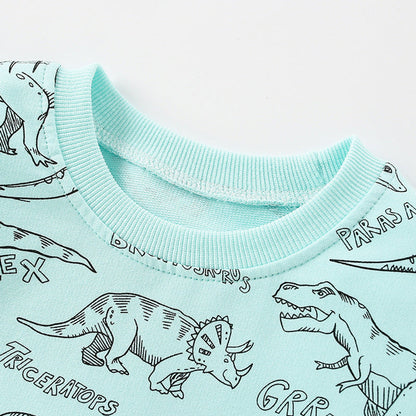 MyKids-USA® Baby Boy All Over Dinosaur Print Pattern Long Sleeve Casual Hoodie