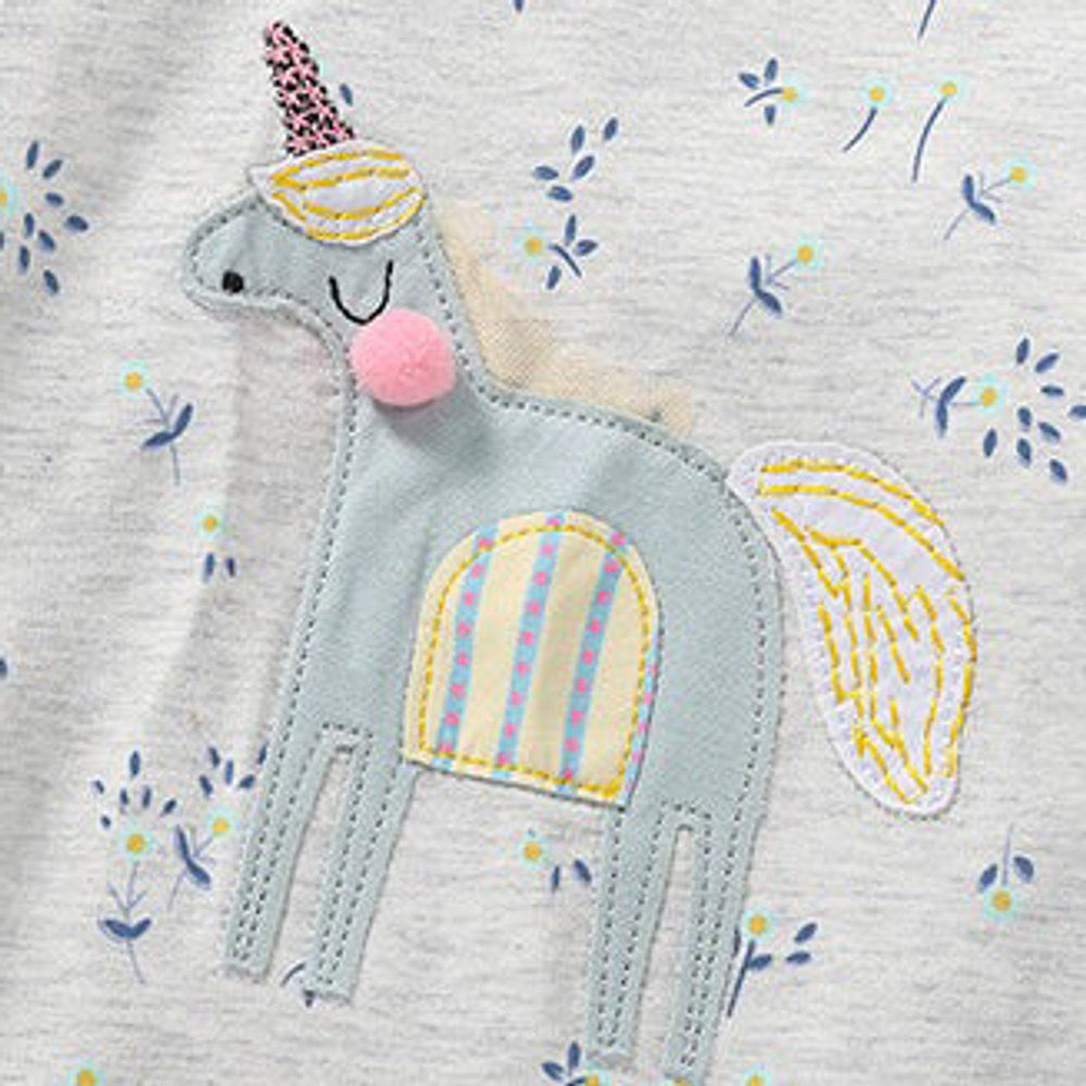 MyKids-USA® Baby Girl Unicorn & Floral Pattern Mesh Patchwork Design Hoodie