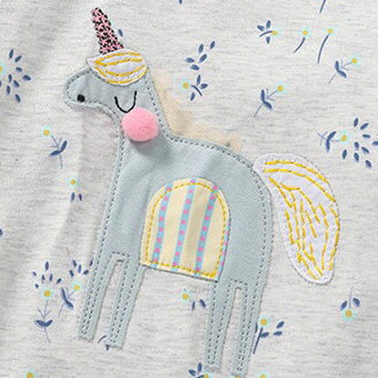 MyKids-USA® Baby Girl Unicorn & Floral Pattern Mesh Patchwork Design Hoodie