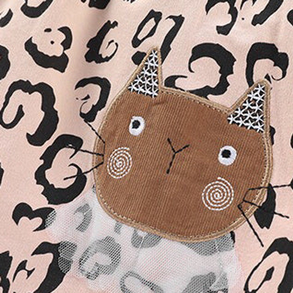 MyKids-USA® Baby Girl Cat Embroidered Pattern Patchwork Design Dress