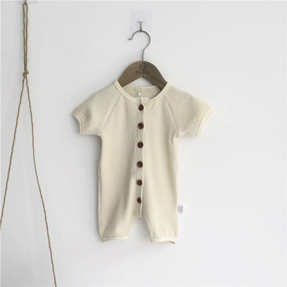 MyKids-USA® Baby 1pcs Allover Floral Graphic & Solid Single Breasted One PieceJumpsuit