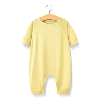 MyKids-USA® Baby Solid Color Medium Sleeve Summer Crotch Jumpsuit Pajamas