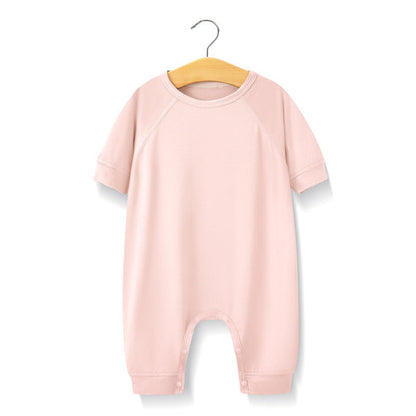 MyKids-USA® Baby Solid Color Medium Sleeve Summer Crotch Jumpsuit Pajamas