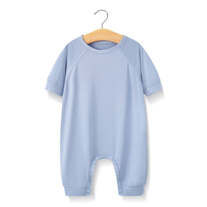 MyKids-USA® Baby Solid Color Medium Sleeve Summer Crotch Jumpsuit Pajamas