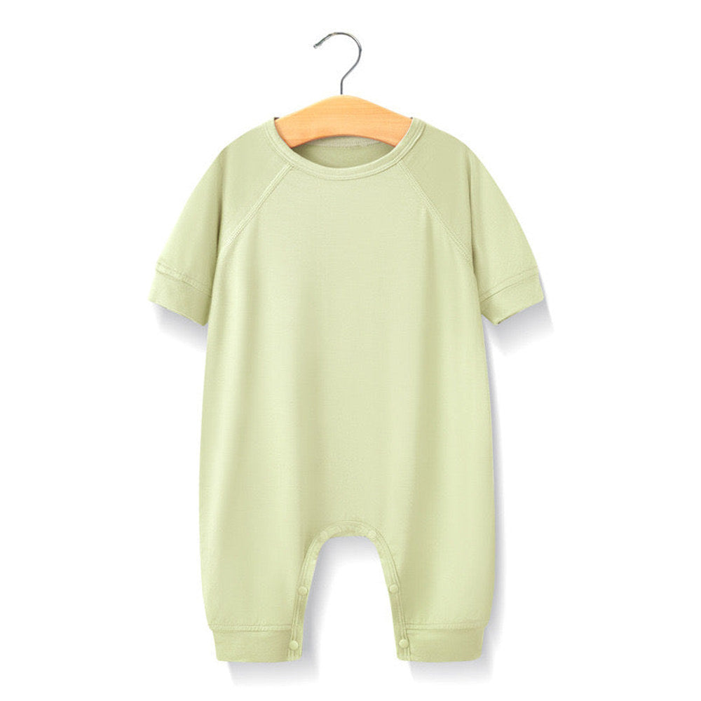 MyKids-USA® Baby Solid Color Medium Sleeve Summer Crotch Jumpsuit Pajamas