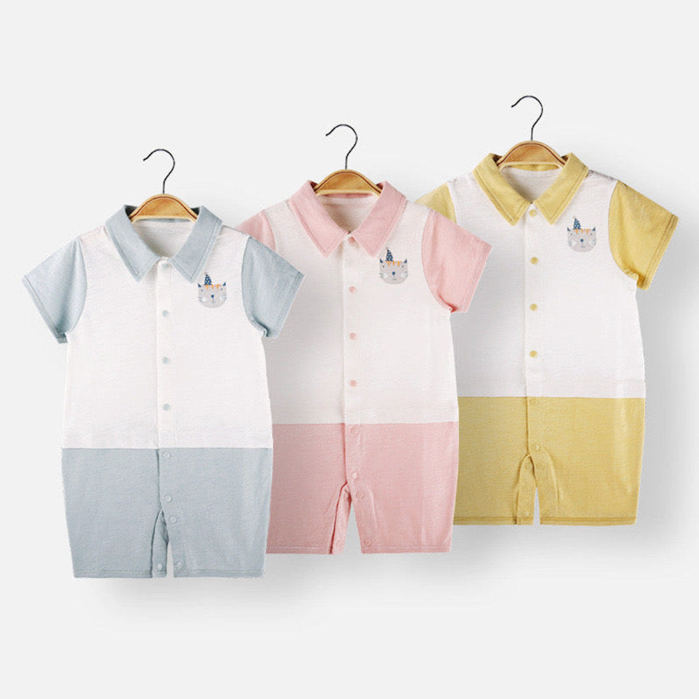 MyKids-USA® Baby Animal Print Single Breasted Design Color Matching bodysuit