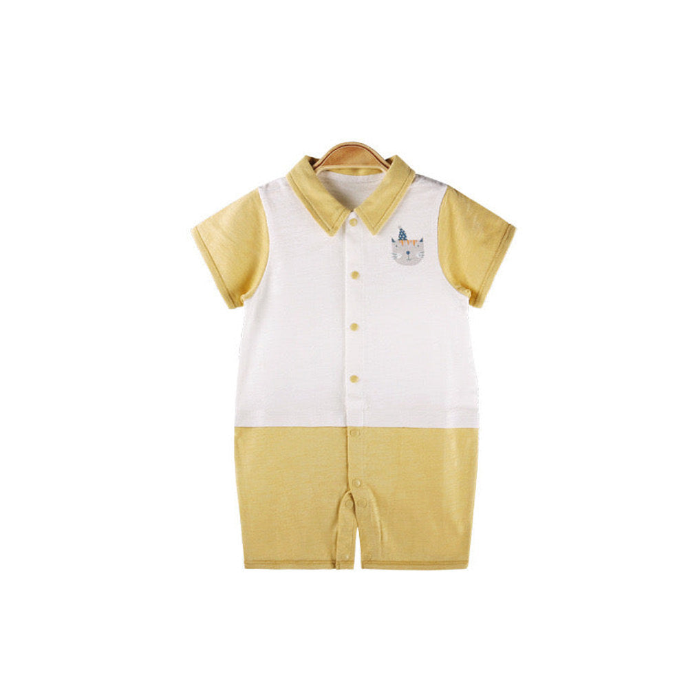 MyKids-USA® Baby Animal Print Single Breasted Design Color Matching bodysuit