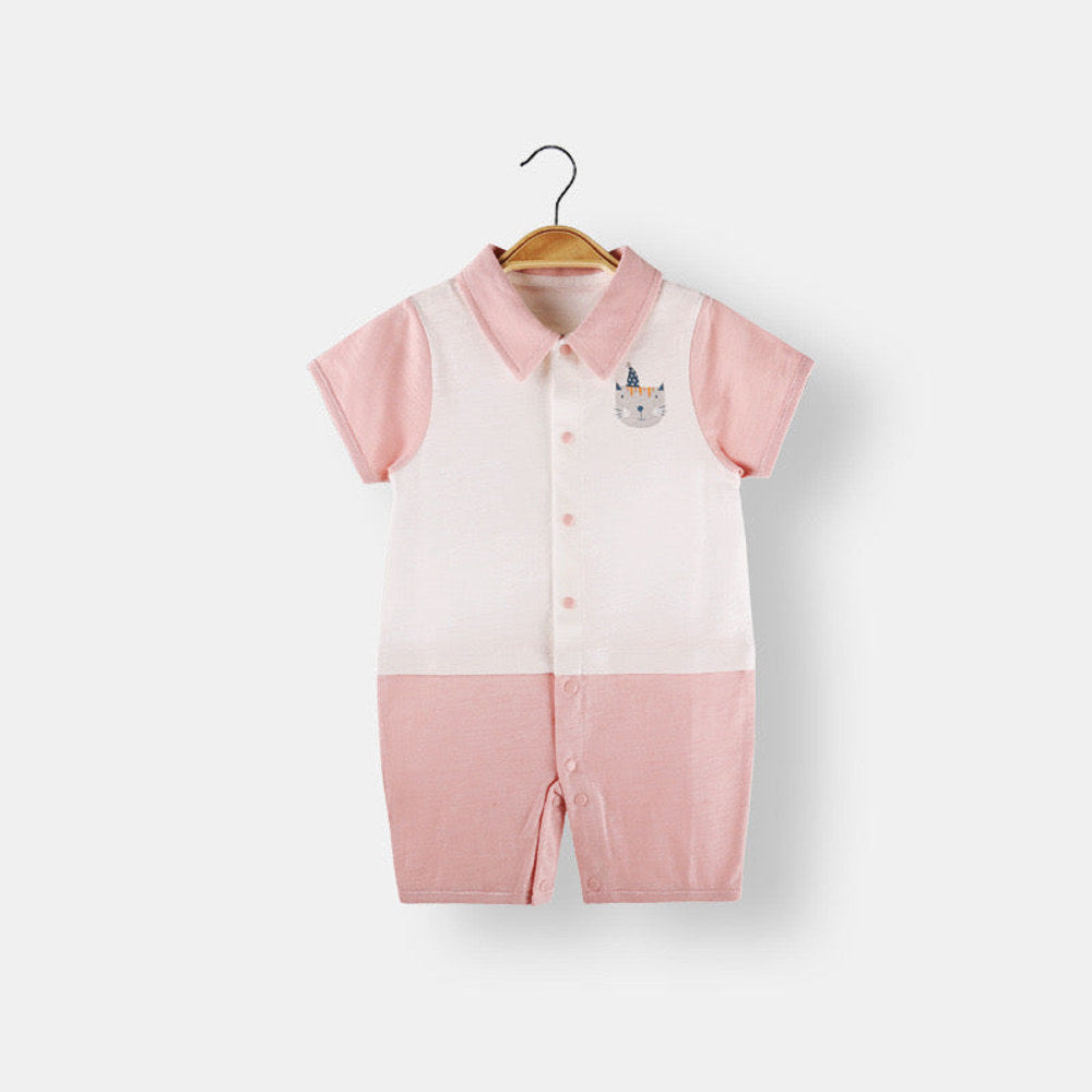 MyKids-USA® Baby Animal Print Single Breasted Design Color Matching bodysuit