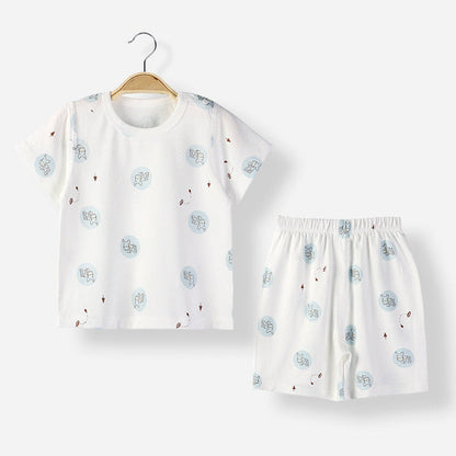 MyKids-USA® Baby Animal Print T-Shirt Combo 1-Pieces Solid Shorts Sets