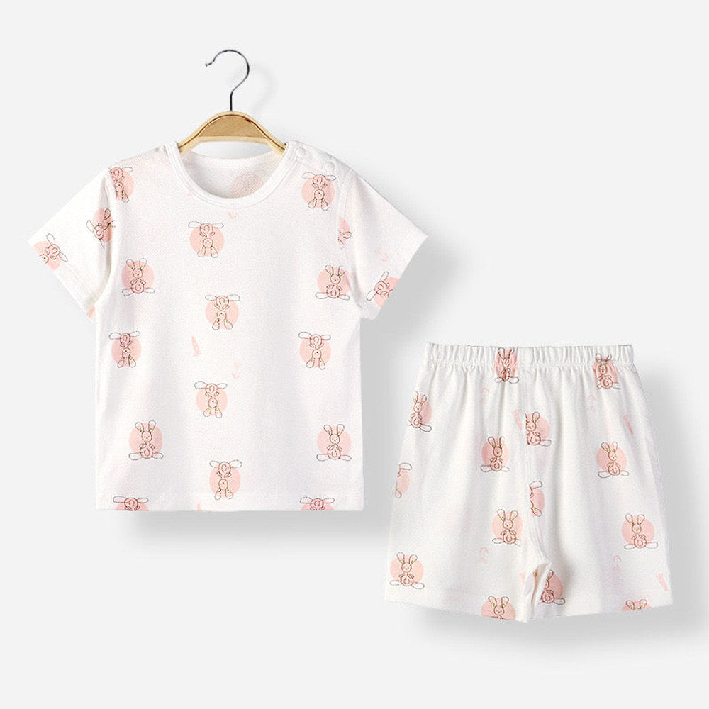 MyKids-USA® Baby Animal Print T-Shirt Combo 1-Pieces Solid Shorts Sets