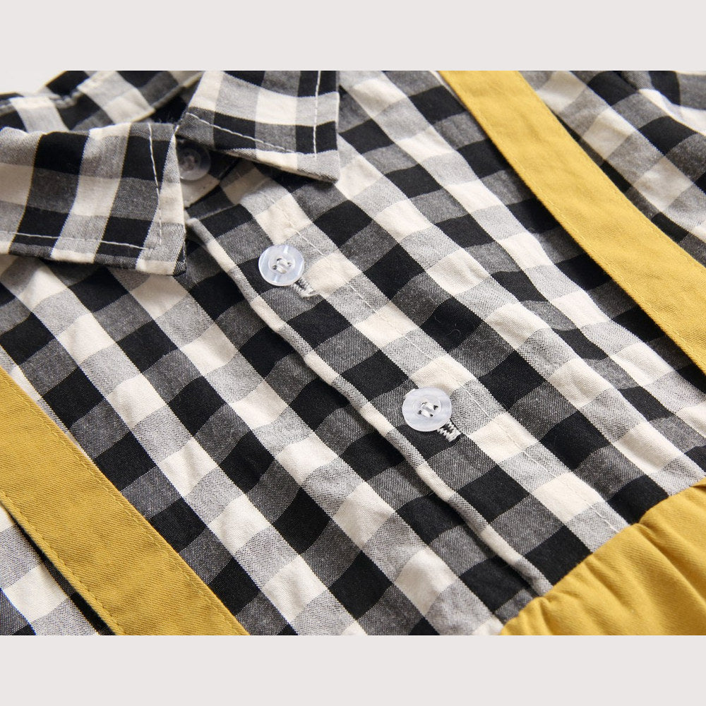 MyKids-USA® Baby Boy Plaid Pattern False One Pieces Design Lapel Bodysuit bodysuit