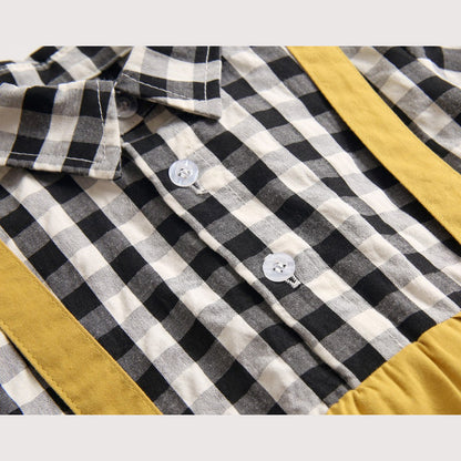 MyKids-USA® Baby Boy Plaid Pattern False One Pieces Design Lapel Bodysuit bodysuit