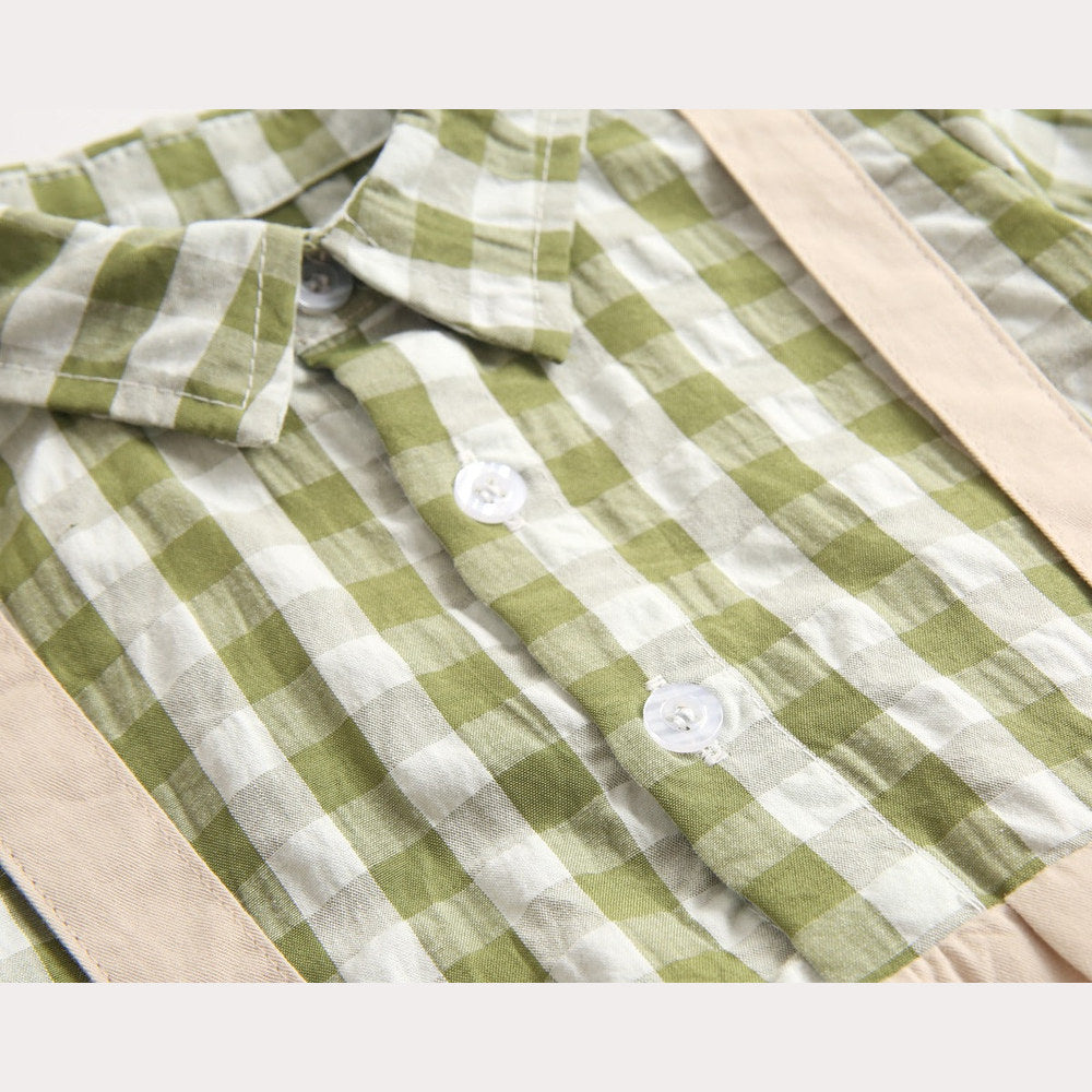MyKids-USA® Baby Boy Plaid Pattern False One Pieces Design Lapel Bodysuit bodysuit