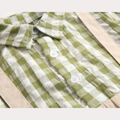 MyKids-USA® Baby Boy Plaid Pattern False One Pieces Design Lapel Bodysuit bodysuit