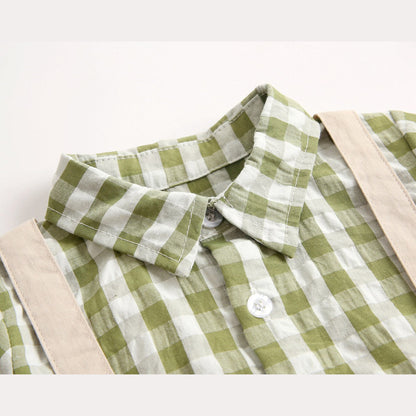 MyKids-USA® Baby Boy Plaid Pattern False One Pieces Design Lapel Bodysuit bodysuit
