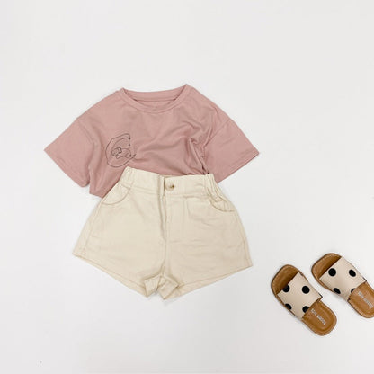 MyKids-USA Basic Denim Shorts With Pockets for Summer