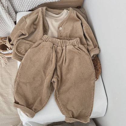 MyKids-USA® Solid Color Corduroy Fabric Long Pants With Pockets