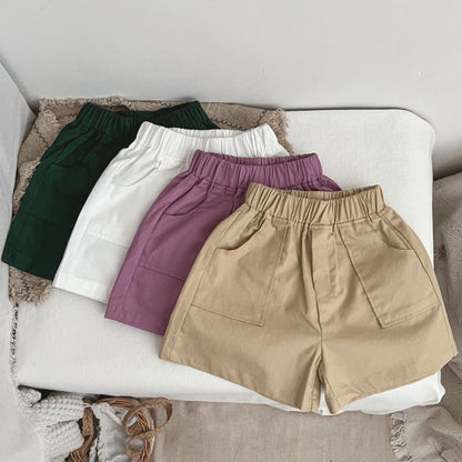 MyKids-USA® Baby Boy And Girl Solid Color Denim Shorts With Pockets