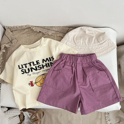 MyKids-USA® Baby Boy And Girl Solid Color Denim Shorts With Pockets