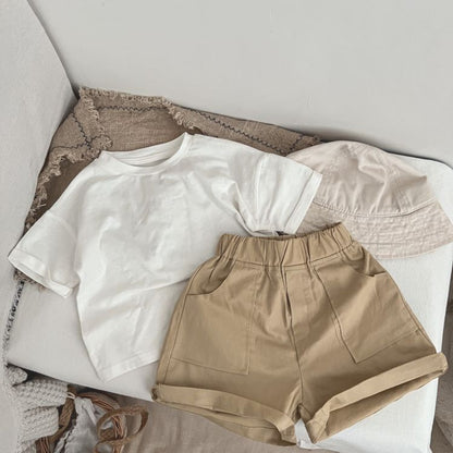 MyKids-USA® Baby Boy And Girl Solid Color Denim Shorts With Pockets