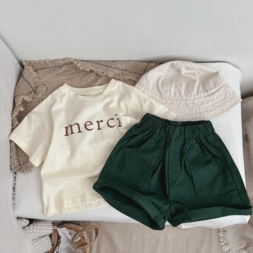 MyKids-USA® Baby Boy And Girl Solid Color Denim Shorts With Pockets