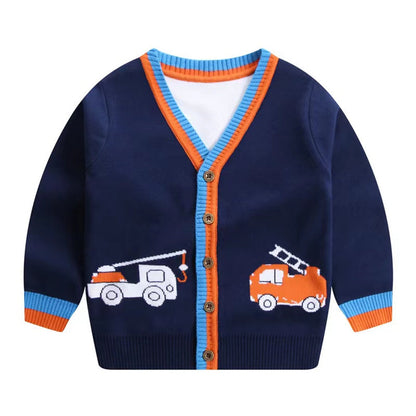 MyKids-USA® Baby Boy And Girl Various Cartoon Pattern Single Breasted Design V-Neck Cardigan