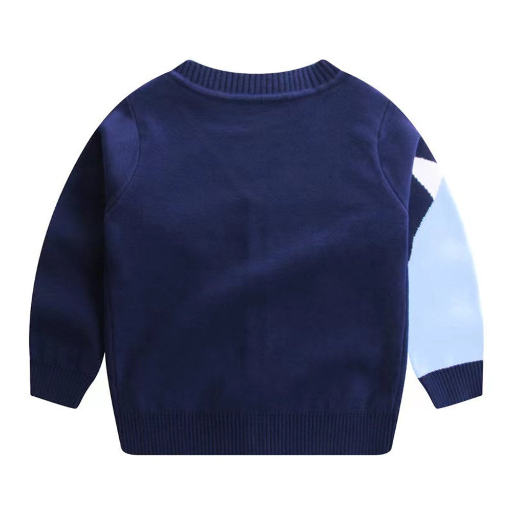 MyKids-USA® Baby Boy Cartoon Animal Embroidered Pattern Button Front V-Neck Cardigan