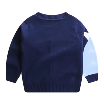 MyKids-USA® Baby Boy Cartoon Animal Embroidered Pattern Button Front V-Neck Cardigan