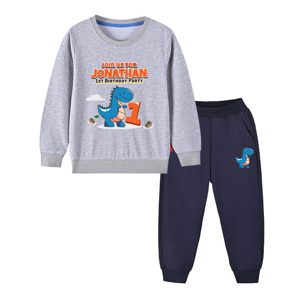 MyKids-USA® Baby Boy Cartoon Dinosaur Print Pattern Hoodie Combo Trousers Cotton 1 Pieces Sets