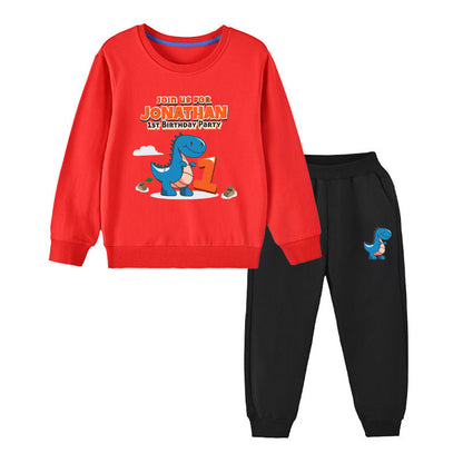 MyKids-USA® Baby Boy Cartoon Dinosaur Print Pattern Hoodie Combo Trousers Cotton 1 Pieces Sets
