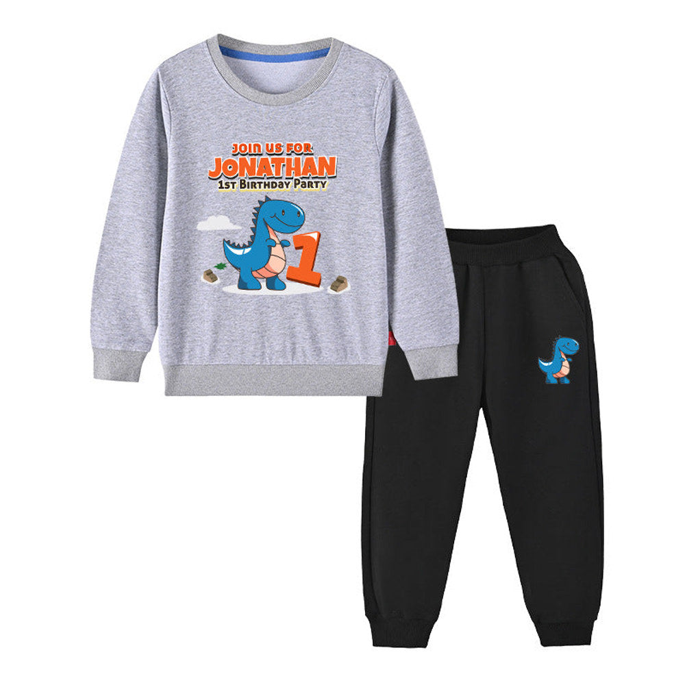 MyKids-USA® Baby Boy Cartoon Dinosaur Print Pattern Hoodie Combo Trousers Cotton 1 Pieces Sets
