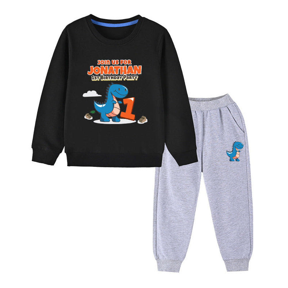 MyKids-USA® Baby Boy Cartoon Dinosaur Print Pattern Hoodie Combo Trousers Cotton 1 Pieces Sets
