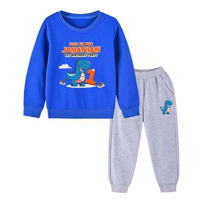 MyKids-USA® Baby Boy Cartoon Dinosaur Print Pattern Hoodie Combo Trousers Cotton 1 Pieces Sets