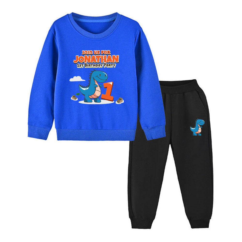 MyKids-USA® Baby Boy Cartoon Dinosaur Print Pattern Hoodie Combo Trousers Cotton 1 Pieces Sets