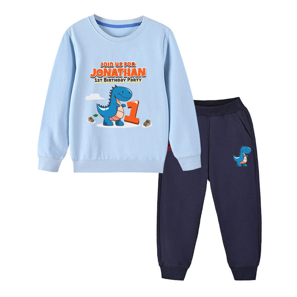 MyKids-USA® Baby Boy Cartoon Dinosaur Print Pattern Hoodie Combo Trousers Cotton 1 Pieces Sets