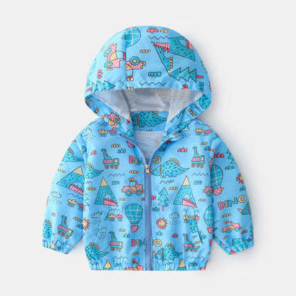 MyKids-USA® Baby Boy Cartoon Pattern Zipper Front Design Mesh Cloth Jacket Coat