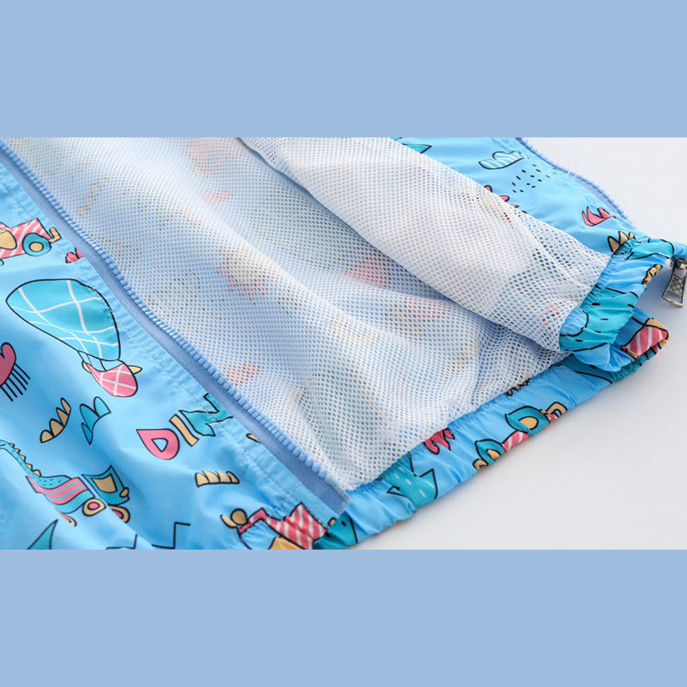 MyKids-USA® Baby Boy Cartoon Pattern Zipper Front Design Mesh Cloth Jacket Coat