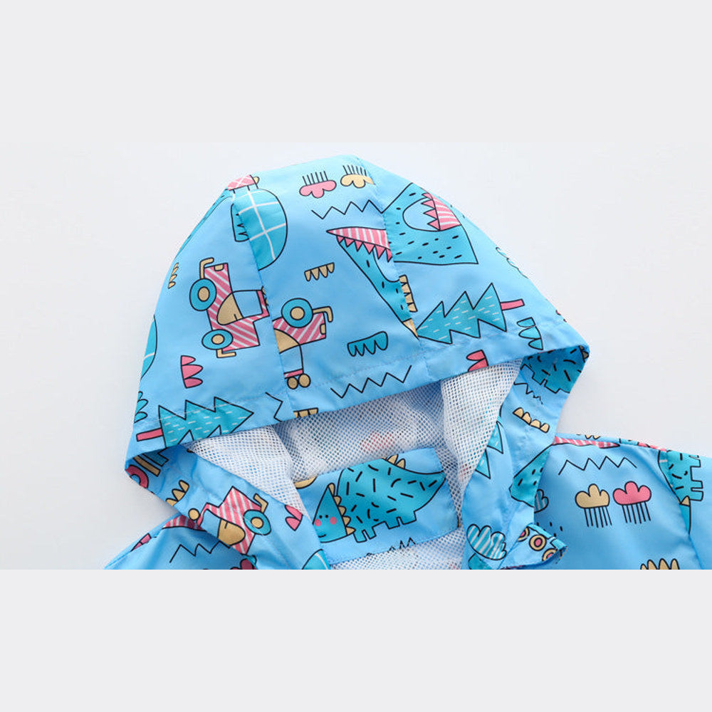 MyKids-USA® Baby Boy Cartoon Pattern Zipper Front Design Mesh Cloth Jacket Coat