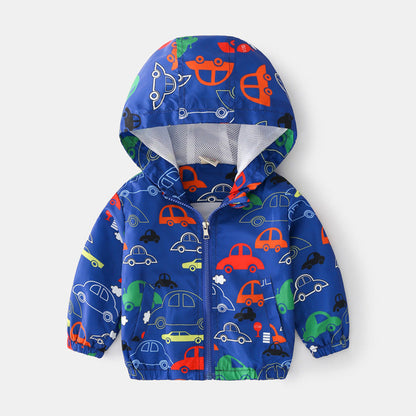MyKids-USA® Baby Boy Cartoon Pattern Zipper Front Design Mesh Cloth Jacket Coat